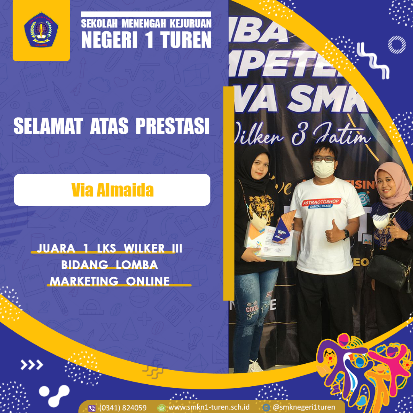 Selamat kepada Via Almaida kelas XII BDP berhasil meraih Juara 1 LKS Wilker 3 Jawa Timur Tahun 2022 Bidang Lomba Marketing Online