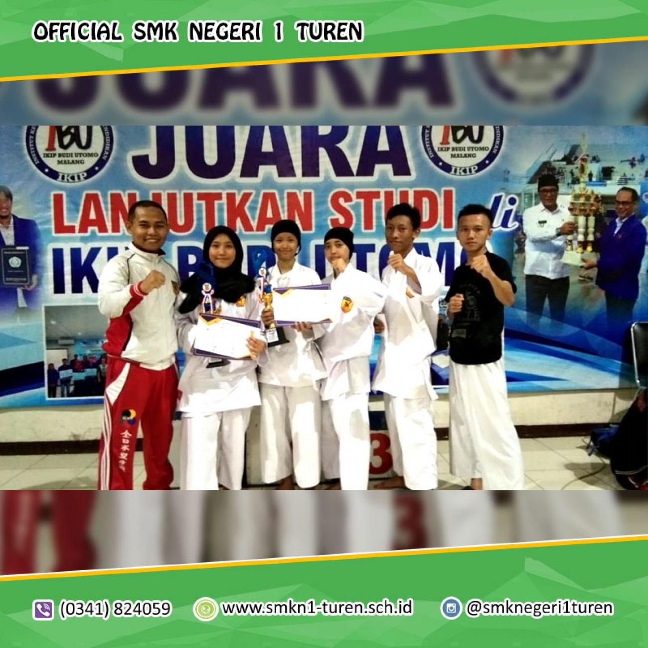 Ekstrakurikuler Funakoshi SMKN 1 Turen Memborong 2 Piala dalam Kejuaraan Sirkuit IV Karate se-Malang Raya