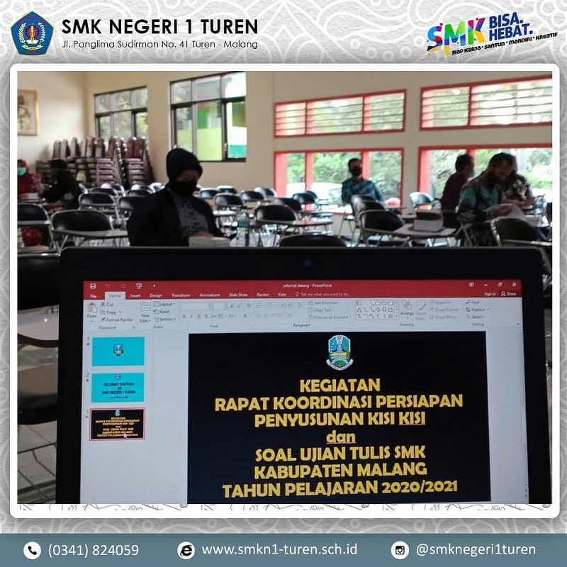 Rapat Koordinasi Persiapan Penyusunan Kisi-kisi dan Soal Ujian Tulis SMK Kabupaten Malang Tahun Pelajaran 2020/2021