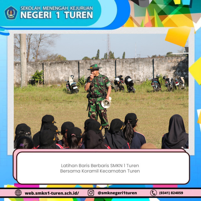 Latihan Baris Berbaris SMKN 1 Turen Bersama Koramil Kecamatan Turen