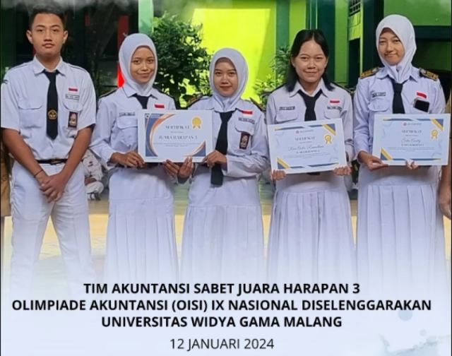 SMK Negeri 1 Turen Meraih Juara Harapan 3 dalam Olimpiade Akuntansi Nasional di Universitas Widya Gama MalangSMK Negeri 1 Turen Meraih Juara Harapan 3 dalam Olimpiade Akuntansi Nasional di Universitas Widya Gama Malang