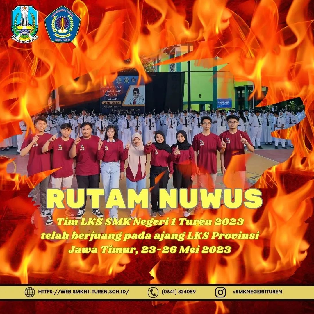 Terimakasih kepada tim LKS SMK Negeri 1 Turen yang telah berjuang dan berlaga di LKS tingkat Provinsi Jawa Timur