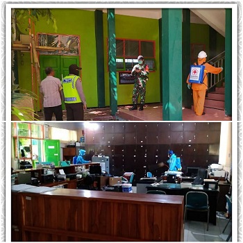 Penyemprotan Desinfektan di SMK Negeri 1 Turen